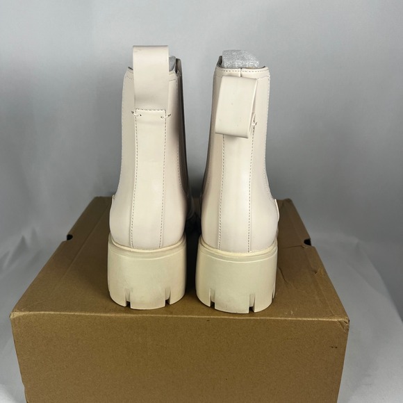 New In Box Boots Women 8.5 Bone Lug Sole Platform Ankle Chelsea Chunky Bootie - Picture 3 of 6